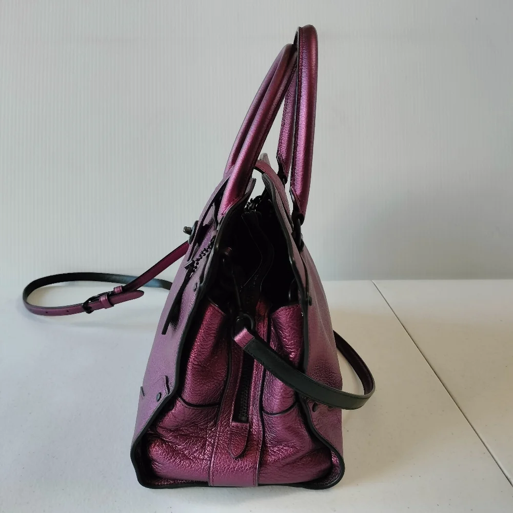 Coach Purple Leather Satchel - Picture 5 of 16